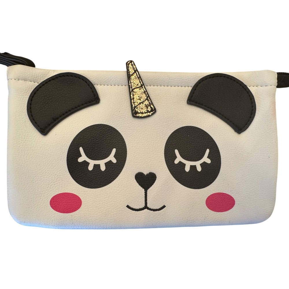 Luv Betsey by Betsey Johnson Panda Unicorn Wristlet Clutch Pouch White Black